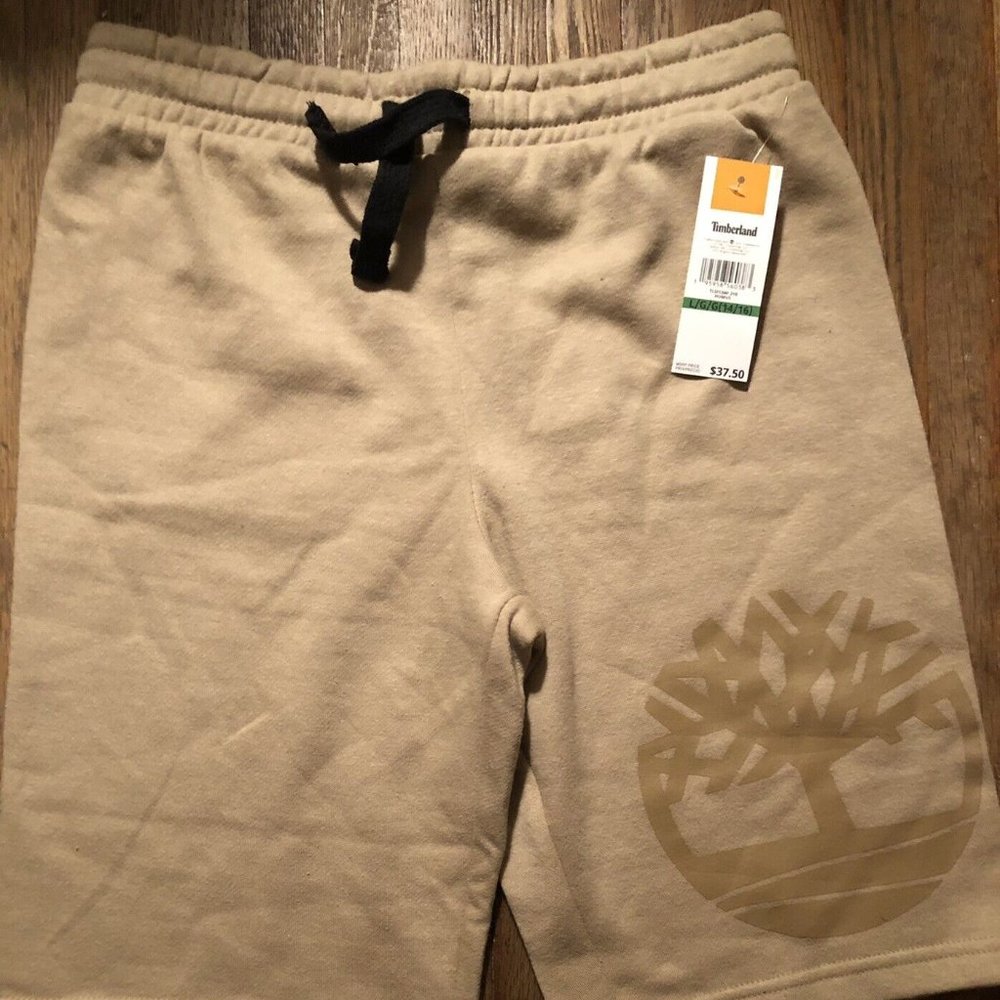TIMBERLAND BOY'S LOGO KNIT DRAWSTRING SHORTS TLSFC04F-210 HUMUS  NEW w TAGS